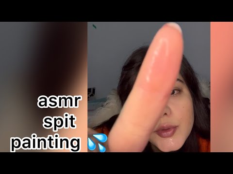 asmr spit painting,extra tingy makeup,kissing,clean negative energy with spit asmr ,chewing gum,