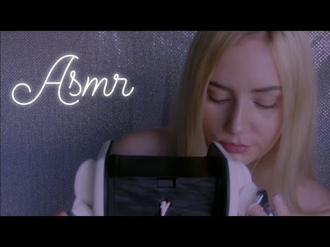 ASMR Ear Brushing & Gentle Blowing (Tongue Clicking / Mouth Sounds)