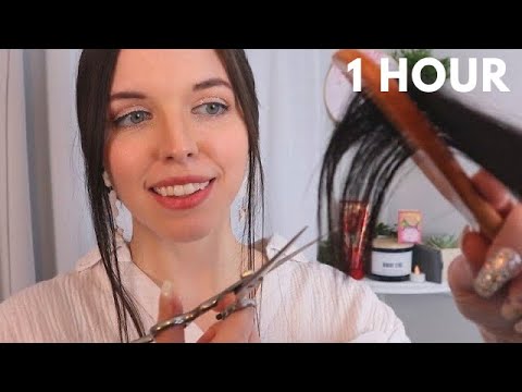 ASMR Relaxing Haircut & Massage Compilation | (1 HOUR)