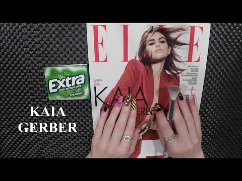 ASMR Gum Chewing Magazine Flip Through | Kaia Gerber | Extra Tracing, Whispered