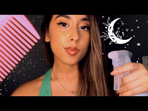 ASMR  💚 Slowing Combing Your Hair (REAL HAIR SOUNDS)