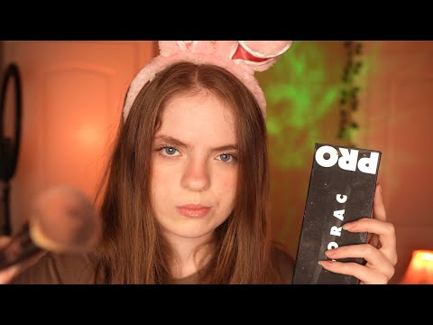 ASMR Big Sister Does Your Halloween Makeup For a Party Roleplay 🎃 Fast & aggressive, layered sounds