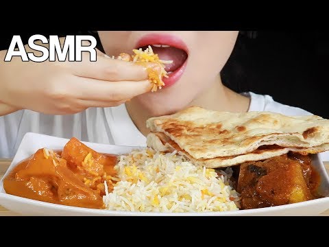 ASMR INDIAN FOOD Chicken Tikka Masala Goat Curry Eating Sounds Mukbang No Tallking