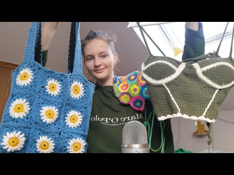 ASMR | I show you everything I crocheted (fabric sounds, tapping, mic gripping) [german/deutsch]