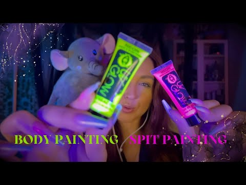 ASMR ! Intense Mouth Sounds 💋 Body Painting + Spit Painting !! Hypnotic Visuals for Deep Sleep 💤
