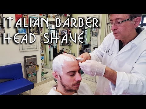 💈 Italian Barber Shop Da Pietro - Head Shave with Hot Towel and Head Massage - ASMR no talking