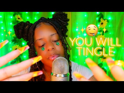 ASMR ✨RELAXING YOUR FACE 🥴💚  + STICKY TAPE MOUTH SOUNDS 🤤 (YOU WILL TINGLE 🔥)