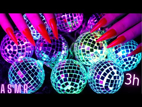 Asmr Scratching & Tapping on Sequin Disco Balls with Long Nails - No Talking for Sleep -3 Hours Asmr