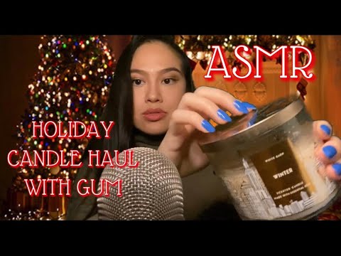 ASMR: Whispered Holiday Candle Haul Rambling (Bath & Body) w/ Tapping, Gum Chewing & Gum Snapping 💤