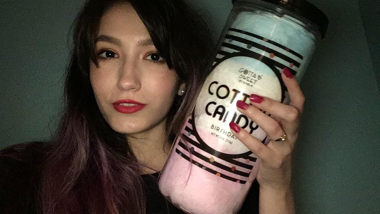 ASMR eating cotton candy and happy little whispers! ❤️