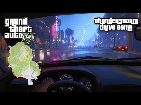 GTA ASMR 🌃 Driving Around the Map During a Thunderstorm 🌩️ Close Ear to Ear Whispers