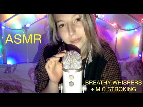 ASMR Mic Stroking With Breathy Whispering (headphones recommended)