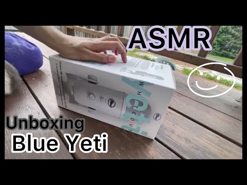 ASMR  Blue Yeti Unboxing tapping and whispering for sleep Scratching 🎤 📦 🌹☀️✨ (Outside asmr)