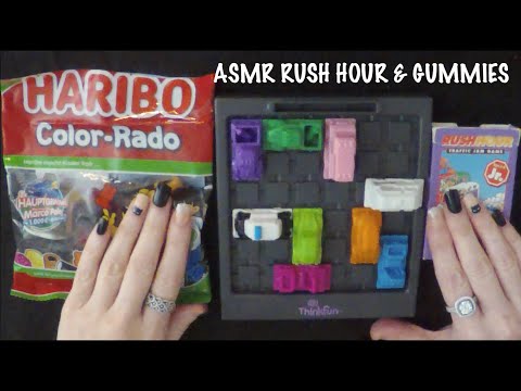 ASMR Eating Haribo Gummy Candy & Playing Rush Hour | Whispered
