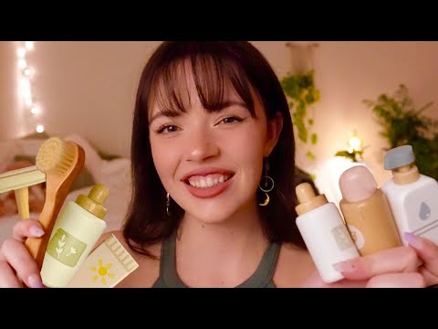 ASMR Wooden Skincare, Personal Attention, & Pampering (layered sounds, wooden coffee)