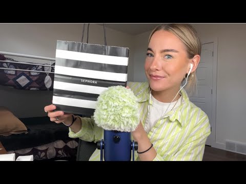 ASMR ✨ I forgot all of my skin care at my sister's aka a Sephora haul with lots of cardboard tapping