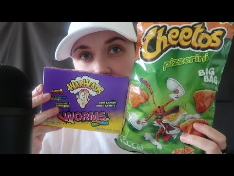 ASMR Trying Pizzerini Cheetos & Warheads Worms | Food Review [Trying Snacks I’ve Never Eaten]