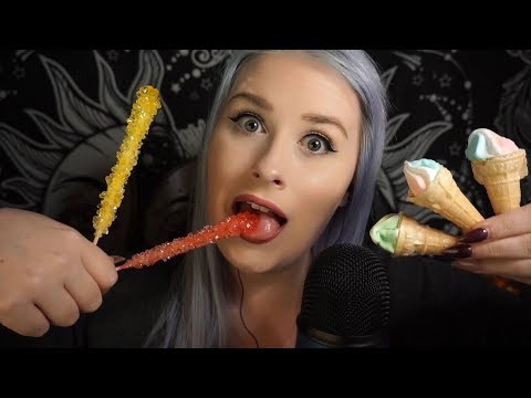 ASMR Crunchy Mukbang Eating Experience | Rock Candy, Flying Saucers, Ice Cream Cones