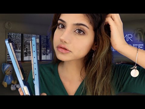 ASMR Chewing Gum While Straightening My Hair