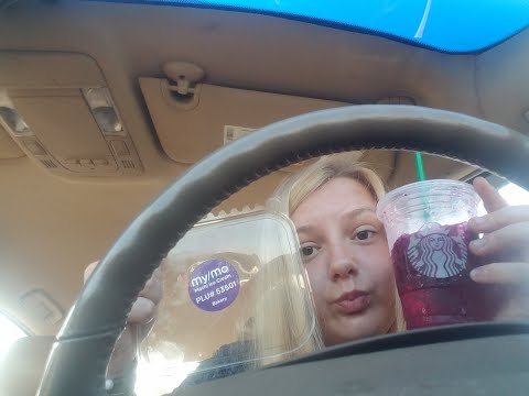 ASMR● eating MOCHI and drinking starbucks in the car (tapping & mouth sounds)