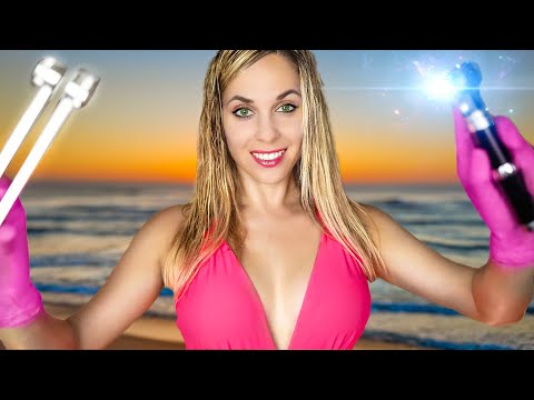ASMR Intense Ear Cleaning on the BEACH 🌴Relaxing Tuning Fork, Otoscope Exam, Compilation