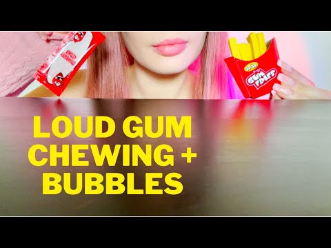 ASMR Chewing Gum & Blowing Bubbles WITH FRIES & KETCHUP 🍟(NO TALKING) *chewing sounds*