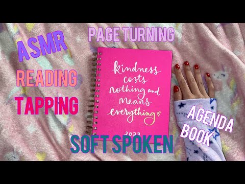 ASMR Tapping and Reading, Tracing Soft Whisper On Hard Cover Book ~[ Agenda Book]