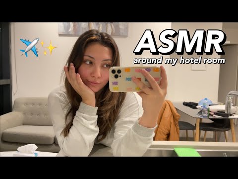ASMR tapping around my hotel room ✈️❤️ | Whispered intro then no talking