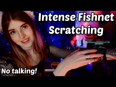 ASMR | INTENSE Fishnet Scratching & Eye Contact | NO TALKING | *Use headphones*