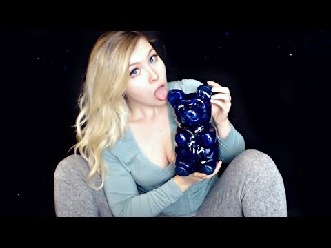 ASMR Eating World's Largest GUMMY BEAR (Chewing Sounds)