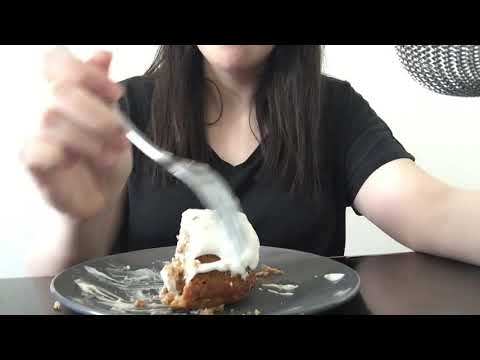 ASMR eating cake. Mouth smacking/eating/plate sounds- Keto Snacks
