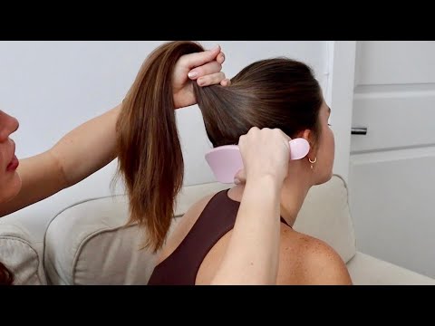 ASMR | Classic hair triggers on my sis @emvy ASMR 🌸 in-person whisper (brushing & hairstyles)