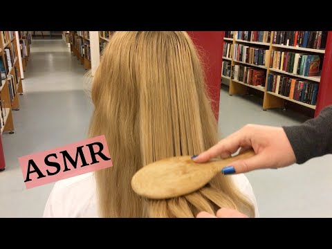 ASMR Hairplay in Library! (Relaxing Hair Brushing, Braiding & Spraying Sounds, No Talking)