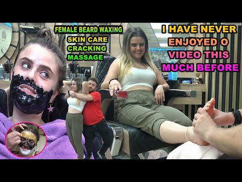 FEMALE BEARD WAX - SKIN - EAR CARE & CRACKING & asmr face, throat, ear, arm, palm, foot, leg massage