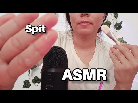 asmr ♡ Spit painting with brush 💦🎨 , Mouth sounds, Fast and aggressive, no talking 💫🌙