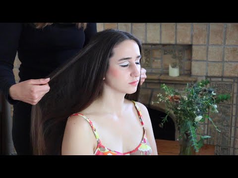 ASMR tingly hair play, brushing, massage on Stacey (whisper)