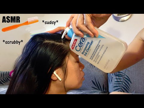 ASMR This Scalp Treatment Gives UNEXPECTED SUDSY TlNGLES!! 🤩 Pre- Shampoo w. a SCRUBBY TOOTHBRUSH!!