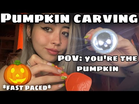 ASMR| fast and aggressive pumpkin carving 🎃 (POV: you’re the pumpkin) lots of screen tapping 💤