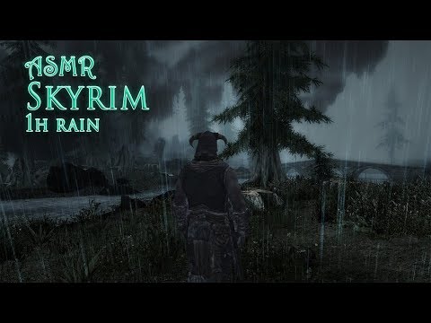 ASMR Skyrim- Walking in the Rain ( 1 Hour of Rain Sounds)