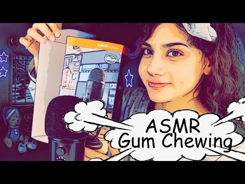 ASMR Comic Gum Chewing While Unboxing My New Blue Yeti Microphone