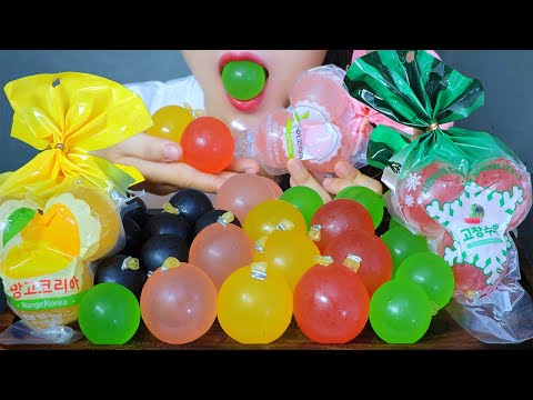 ASMR 5 TYPES OF KOREAN FRUITS JELLY BALL X POPPING CANDY EATING SOUNDS LINH ASMR