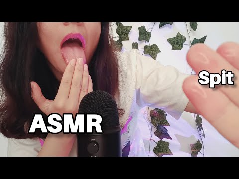 asmr ♡ Spit painting , Mouth sounds 👄 Chewing gum , Satisfying , Fast & aggressive , No talking ♥️🌙