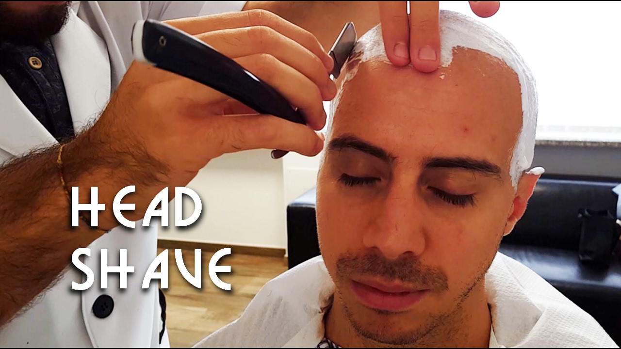 💈 Old school Barber - Head Shave with Massage and hot towel - ASMR no talking