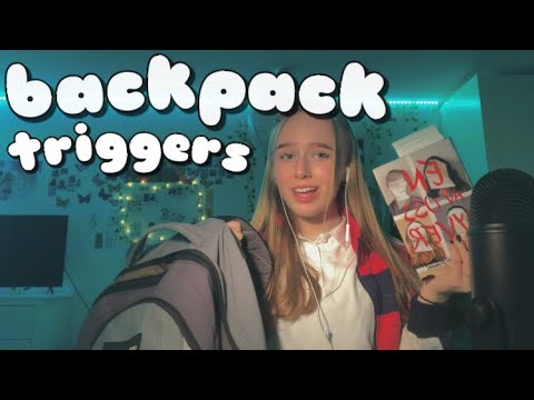 ASMR what I have in my backpack 🎒 triggers and whispering