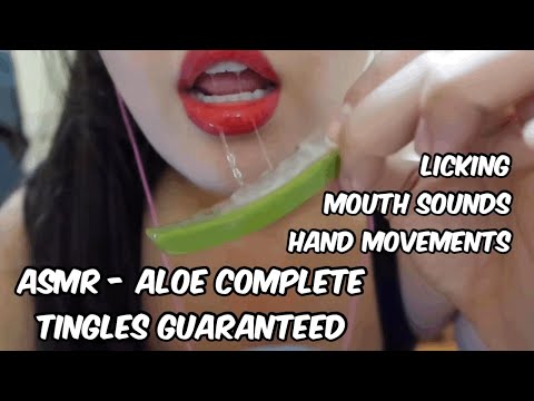 ASMR - Aloe Complete No Talking Licking/Mouth/Hand movement Sticky Sounds Tingles Guaranteed 알로에 입소리