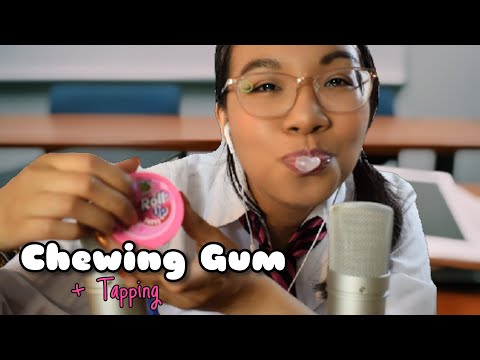 ASMR: Gum Chewing School Girl + Tapping (Roleplay) 🍬🎒 [Binaural, No Talking]