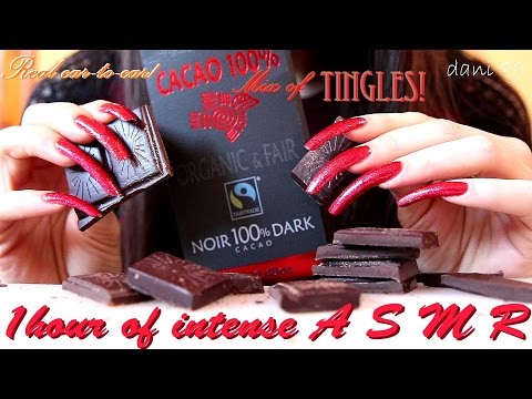 ❒ 1 hour of 🎧 intense ASMR 🍫 TAPPING & SCRATCHING + SNAP a bar of dark CHOCOLATE + 🔊 EATING SOUND! ↫