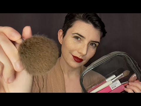 ASMR | POV Roommate Does Your Make-up ~ Whispered, personal attention, tapping, liquid make-up