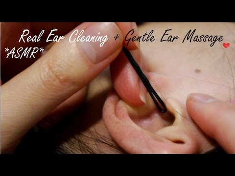ASMR EAR CLEANING REAL PERSON (ACTUAL EAR CLEANING) + GENTLE EAR MASSAGE FOR RELAXATION (VISUAL AID)
