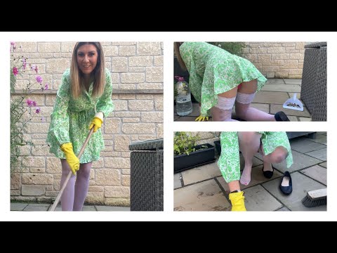 ASMR Sweeping - Outdoor CHORES - Housewife Outdoors